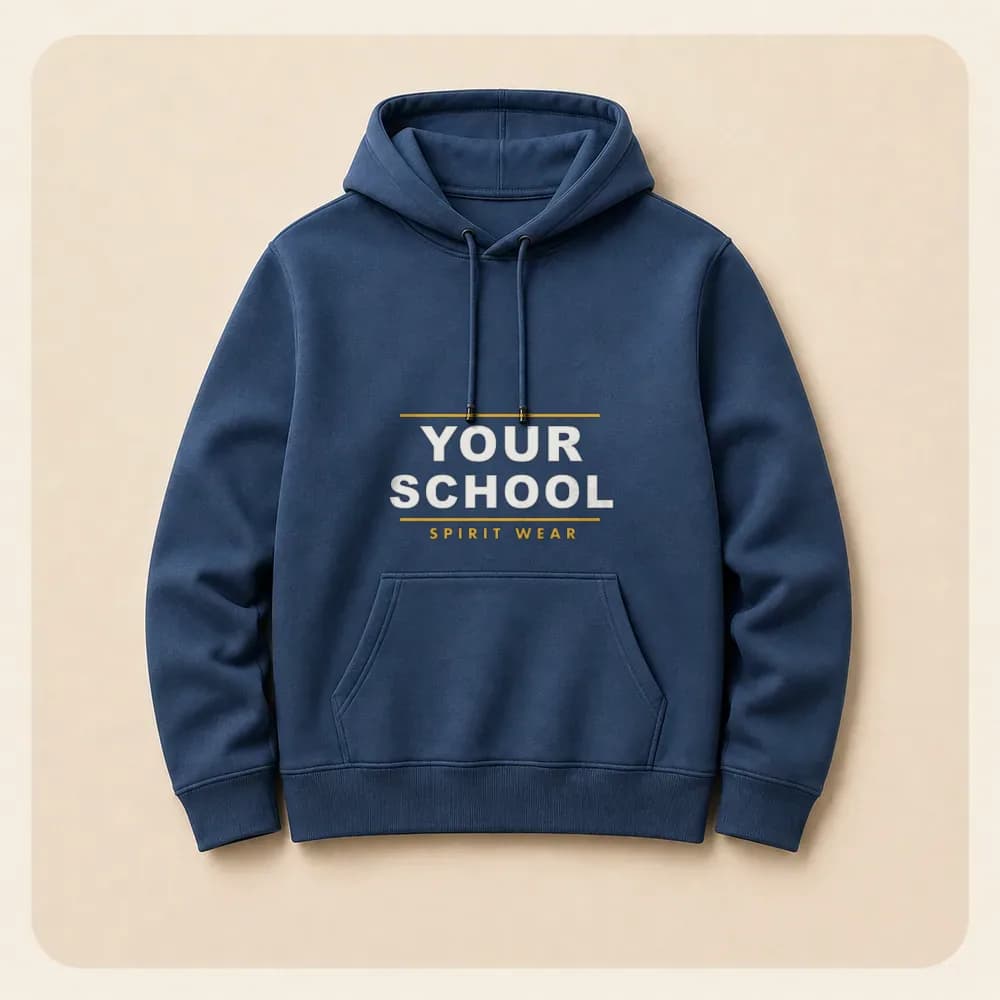Sample design: Your School classic on a hoodie