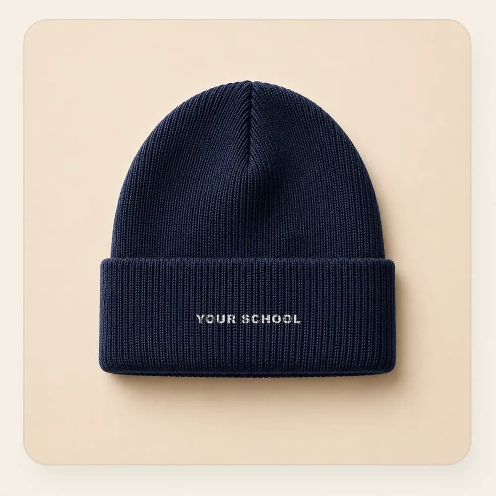 Sample design: Your School wordmark on a beanie