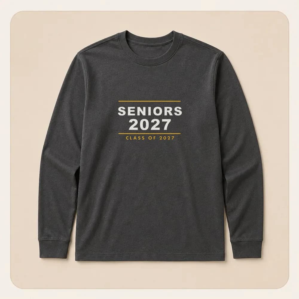 Sample design: Seniors 2027 on a long-sleeve tee