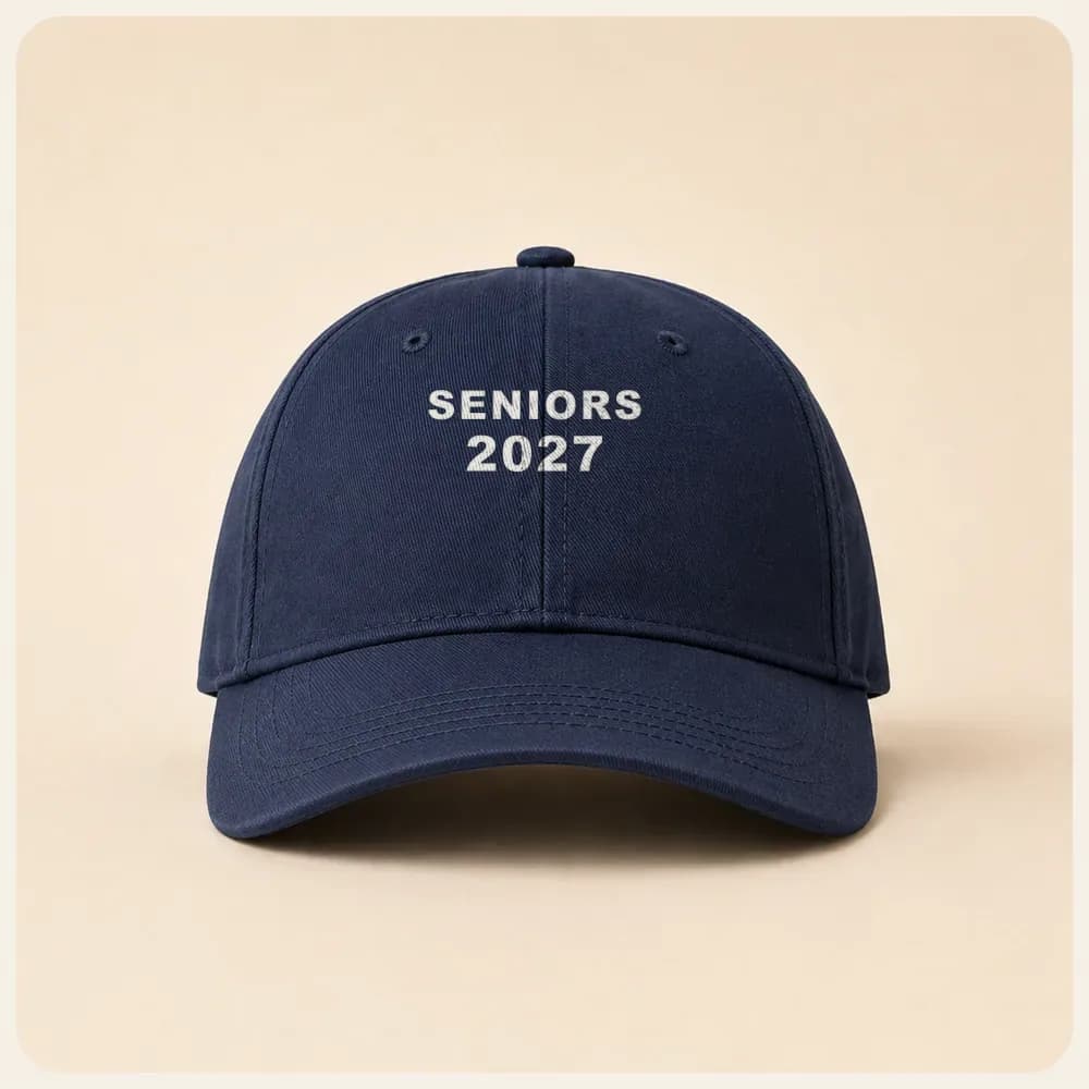 Sample design: Seniors wordmark on a cap