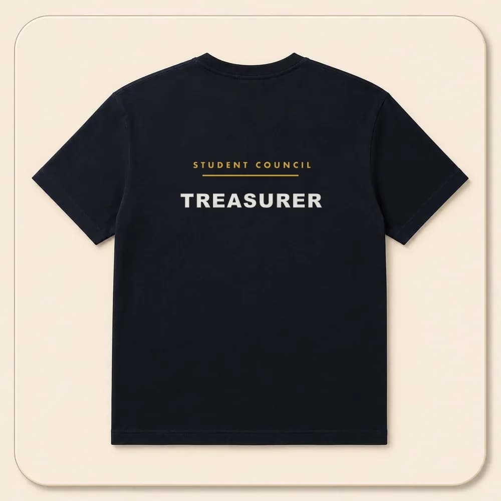 Sample design: Treasurer back on a t-shirt