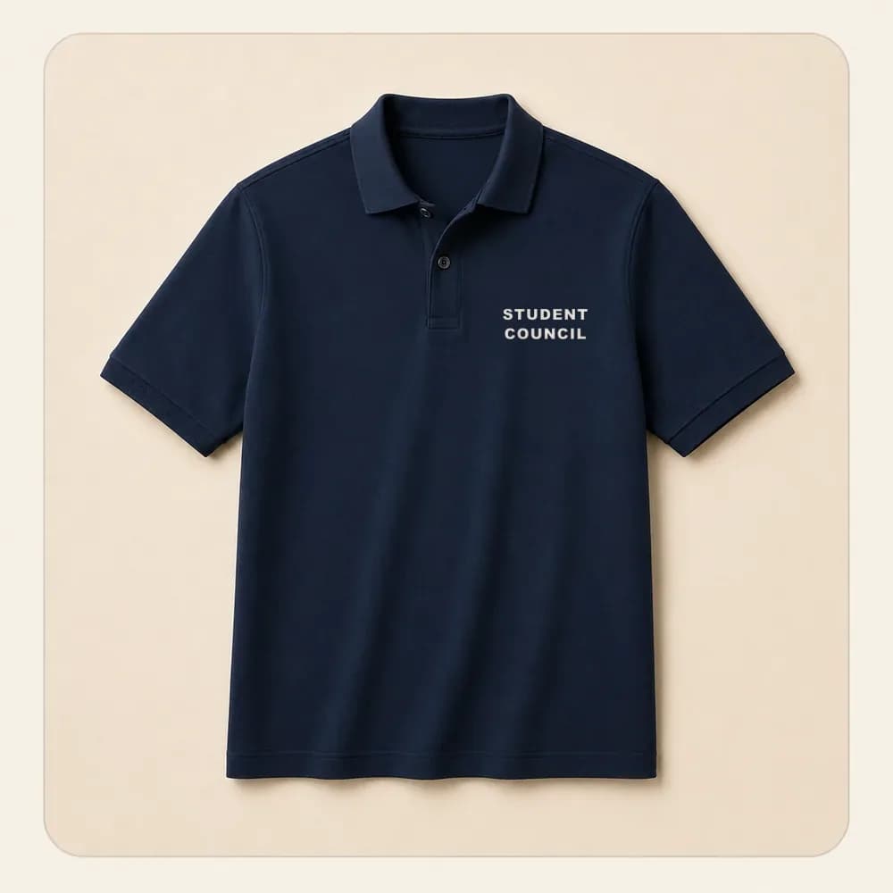 Sample design: Student Council wordmark on a polo shirt