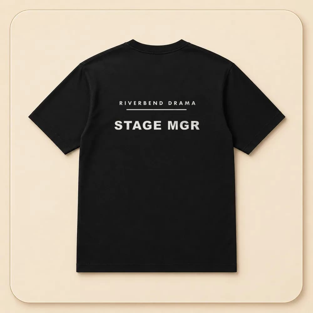 Sample design: Stage manager back on a t-shirt