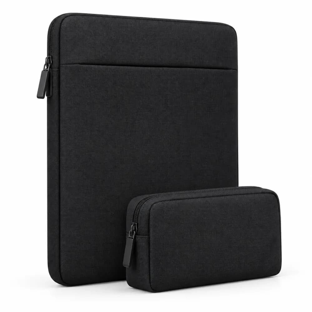 Sleeve + pouch set, black laptop sleeve