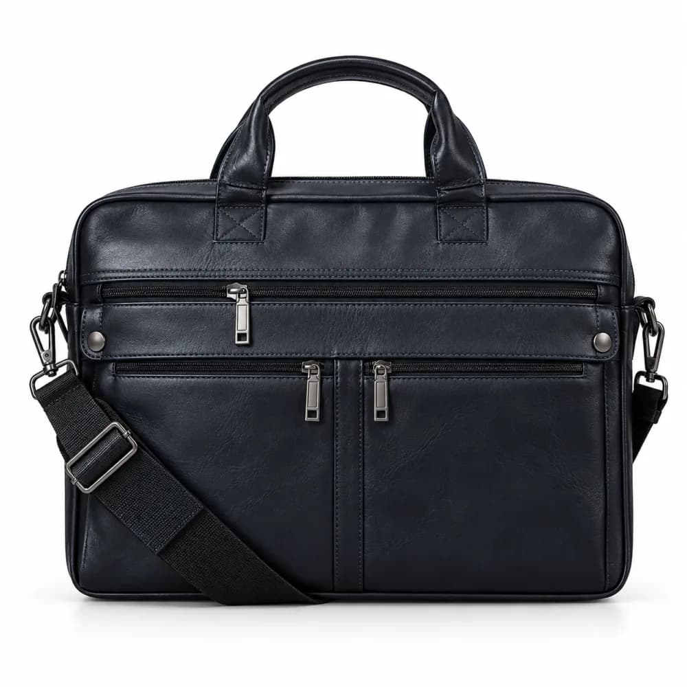 Briefcase 04, navy leather briefcase