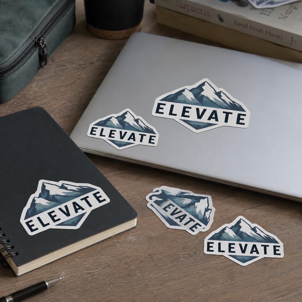 Die-cut stickers for an org merch drop