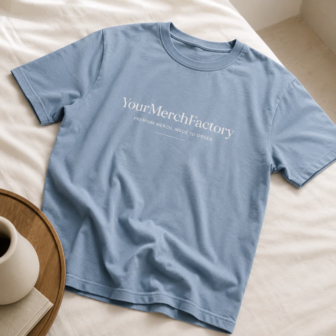 A bulk run of custom printed t-shirts