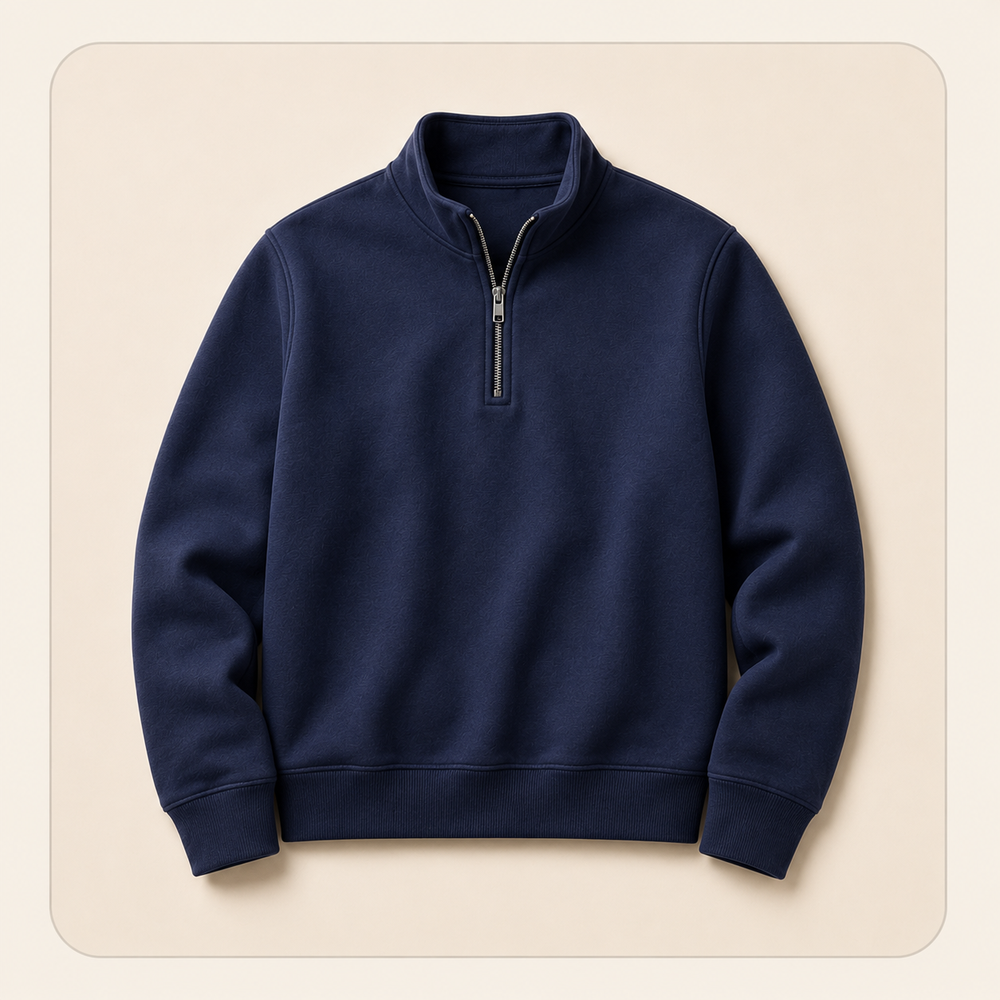 Quarter-zip — Navy, front
